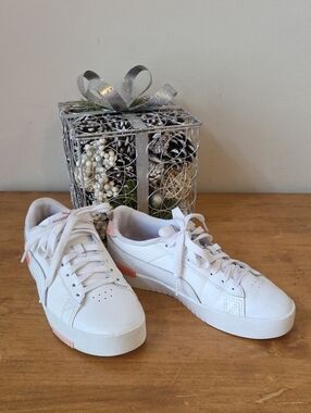 Puma Women's White Sneakers with Pink Accents